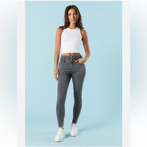 🆕 Charlotte Russe Black Jeans Women’s 8 Faux Pocket Legging Got Emo COlor Denim